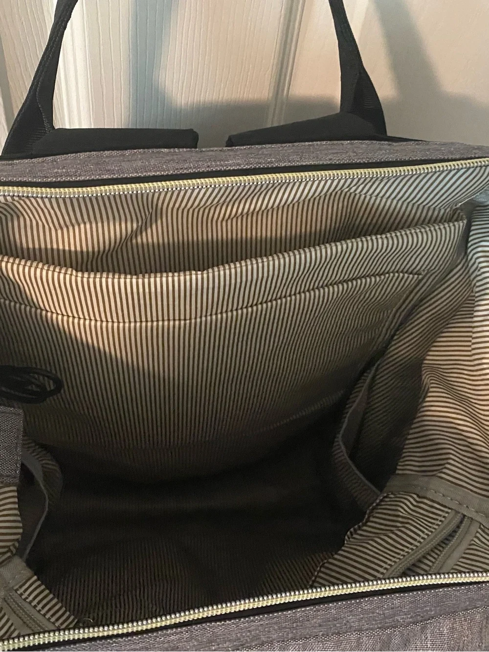 Gray and Black Men's Backpack with Brown Accents